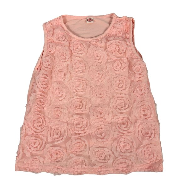 Girls Rose Pattern Sleeveless Top & Shorts Set Size 6 Pink - Picture 2 of 8